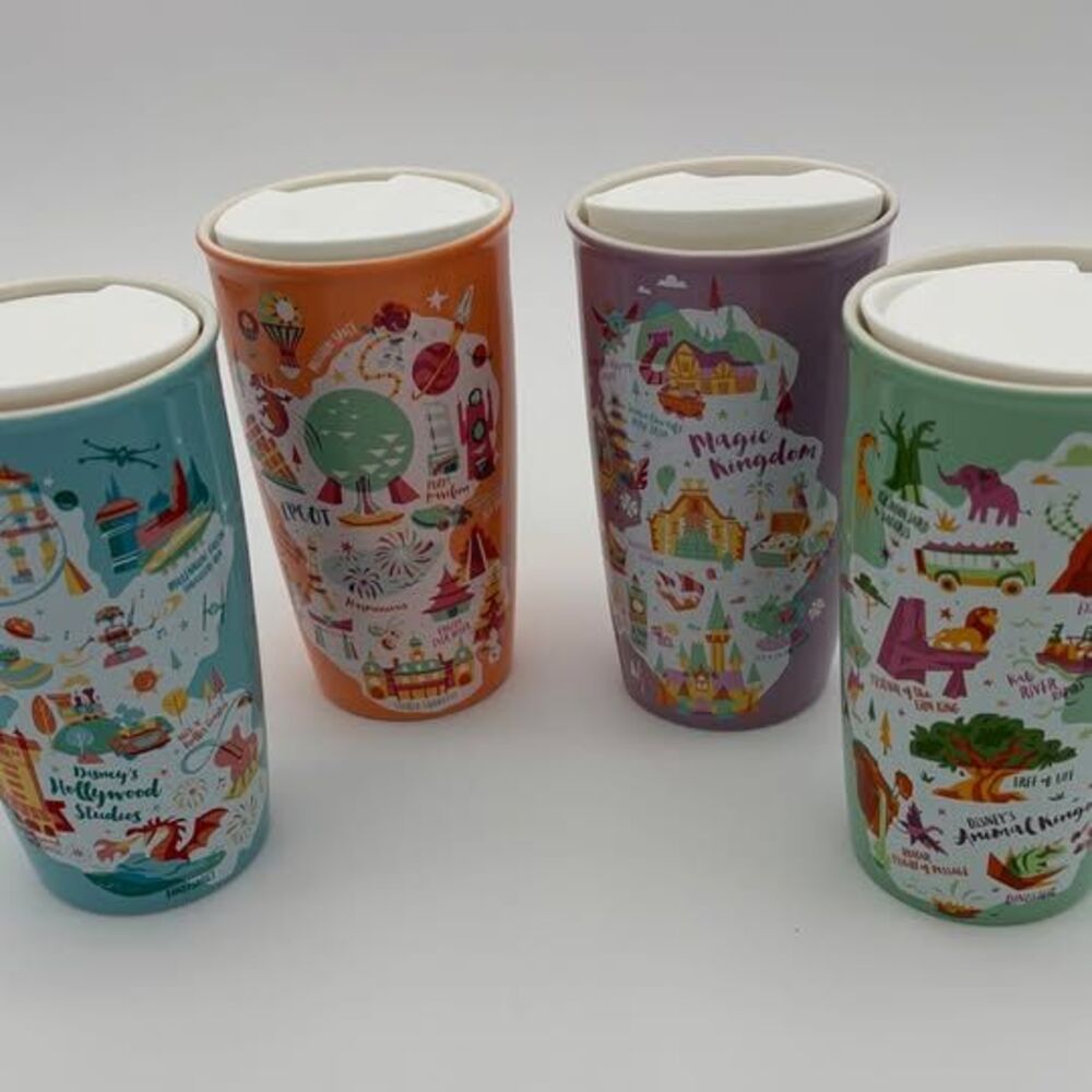 Disney Parks WDW 2020 Starbucks Ceramic Tumblers Mugs 4 Park Complete Set-NWT